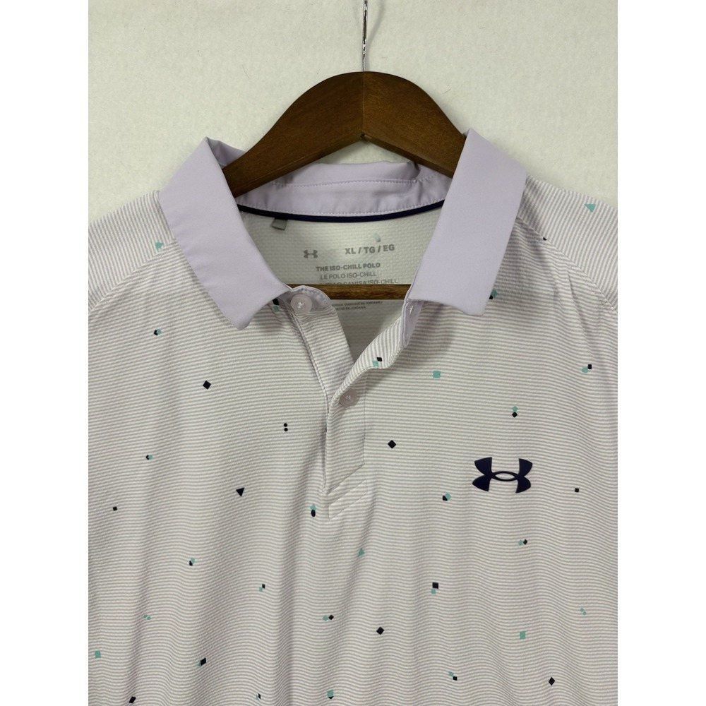 Under Armour Polo Shirt Men XL Iso‎ Chill Purple Golf Performance Pattern EUC